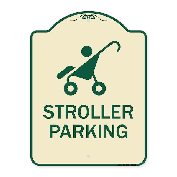 Reserved Stroller Parking W/ Graphic Heavy-Gauge Aluminum Sign, 24" x 18", TG-1824-22985